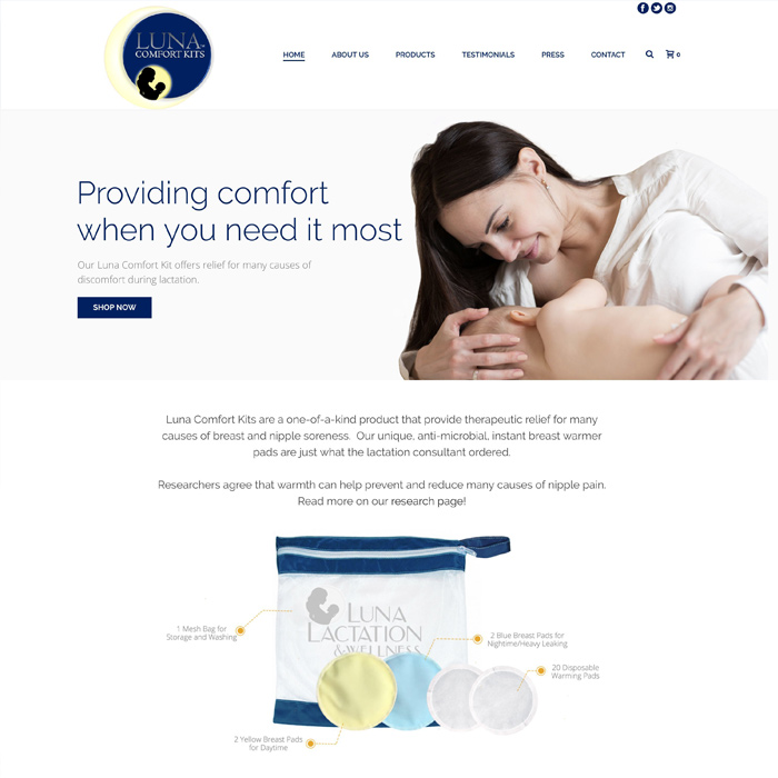 Luna Comfort Kits website