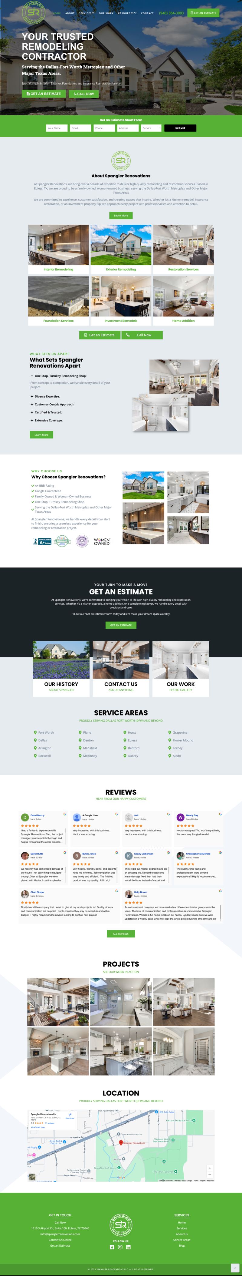 Spangler Renovations website